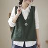 Женский тонкий вязаный жилет с V-образным вырезом, для ношения поверх одежды, в корейском стиле, свободного кроя, однотонный, кардиган в японском стиле