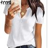 Women's Fashion Casual Summer Spring Solid Color Print Short Sleeve V-Neck Blouses & Shirts