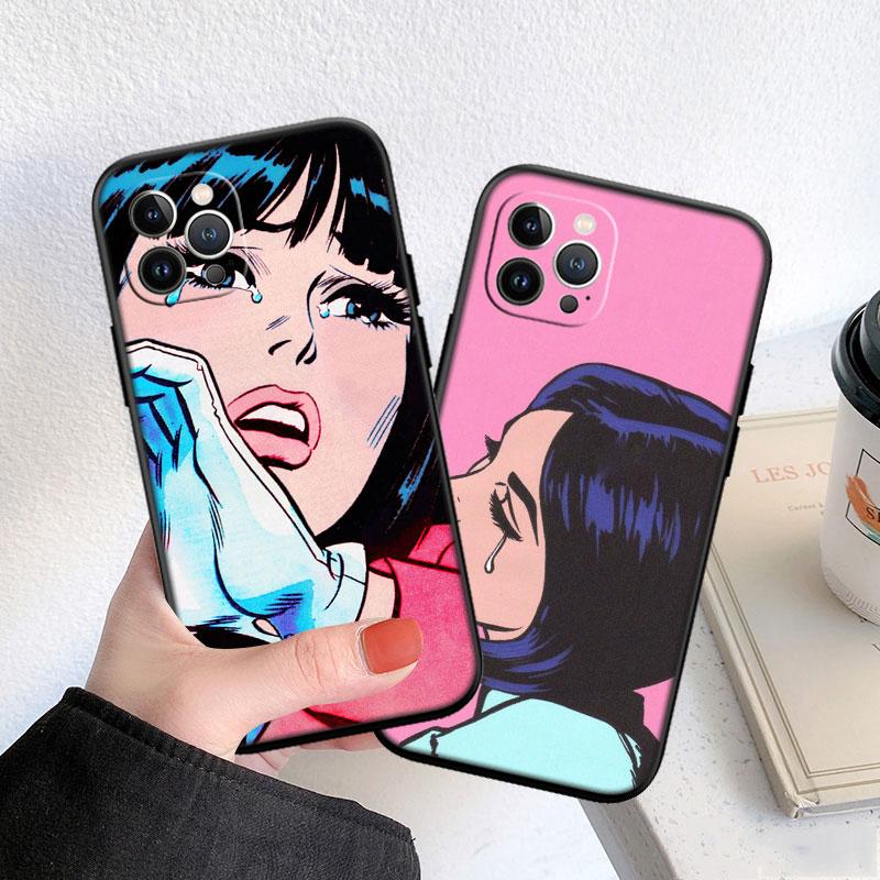 PP21 Crying Comic Girl Sad Phone Case for OPPO A40 A60 A80 A15 A16 A16K A12 A17 A17K A54 A54S A53 A53S A55 A56 A57 A98 F23