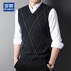 Мужской жилет без рукавов из 100% чистой шерсти, толстый, с V-образным вырезом