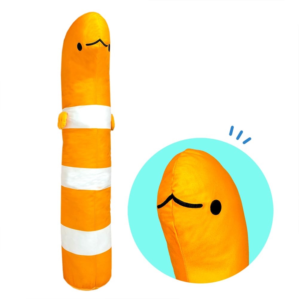 XL Premium Garden Eel Plush Toy, Official Aquarium Merchandise, Approx. 80cm (White-Orange Garden Eel)