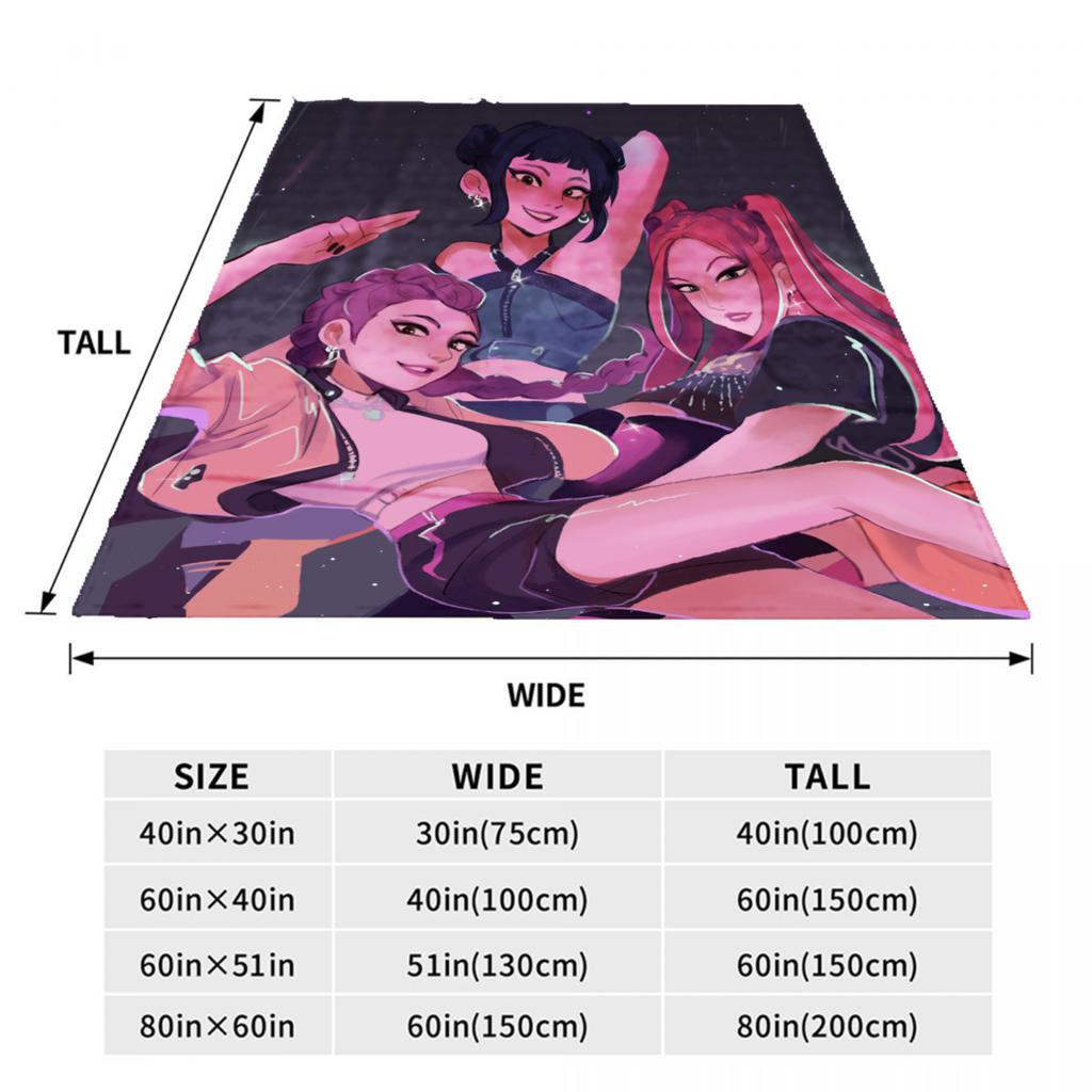Huntrix Blankets K Pop Demon Hunters Rumi Zoey Mira Soft Warm Throw Blanket Kids Living Room Couch Sofa Bed Christmas Giftsmas