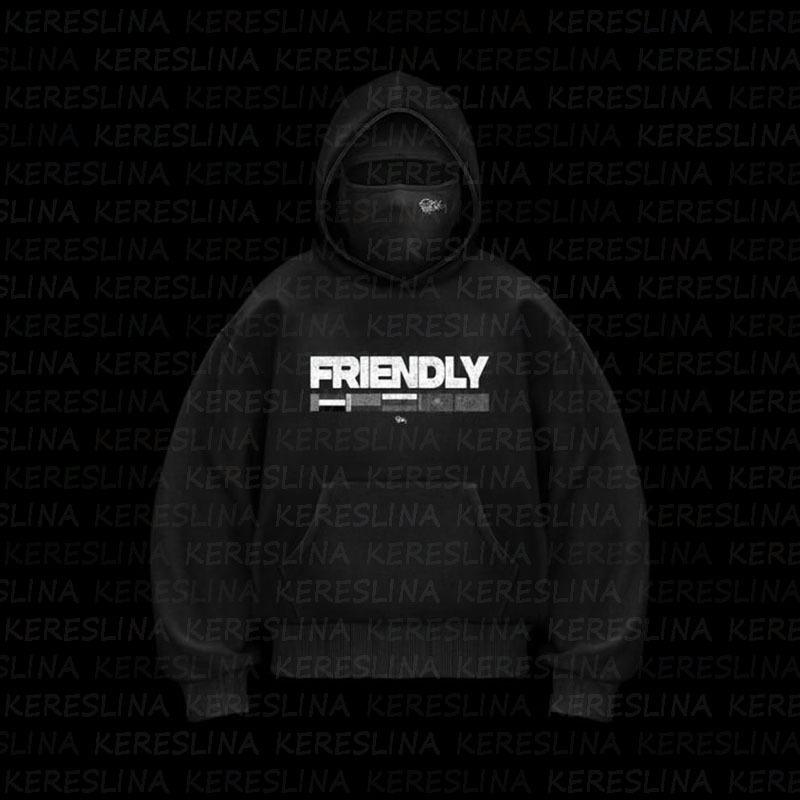 Y2K Двойная шапка ветрозащитная с открытыми глазами и буквенным принтом повседневная модная свободная толстовка с капюшоном для мужчин и женщин