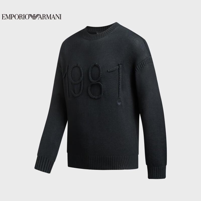 Мужской вязаный свитер Emporio Armani с круглым вырезом и логотипом-орлом