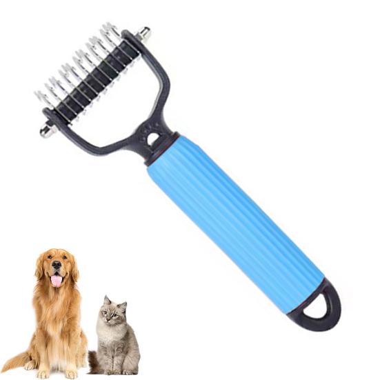 Расческа для распутывания колтунов для домашних животных Ручная расческа для подшерстка для собак и кошек Двусторонняя нержавеющая сталь
