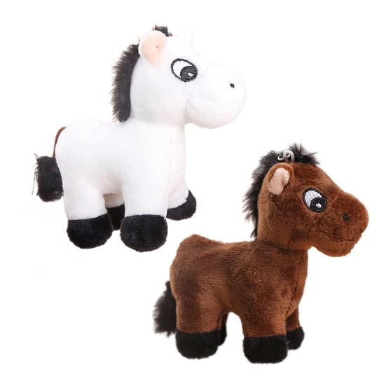 Cute Cartoon Plush Horse Doll Keychain Miniature Stuffed Animal Keyring Bag Pendant Stress Relief