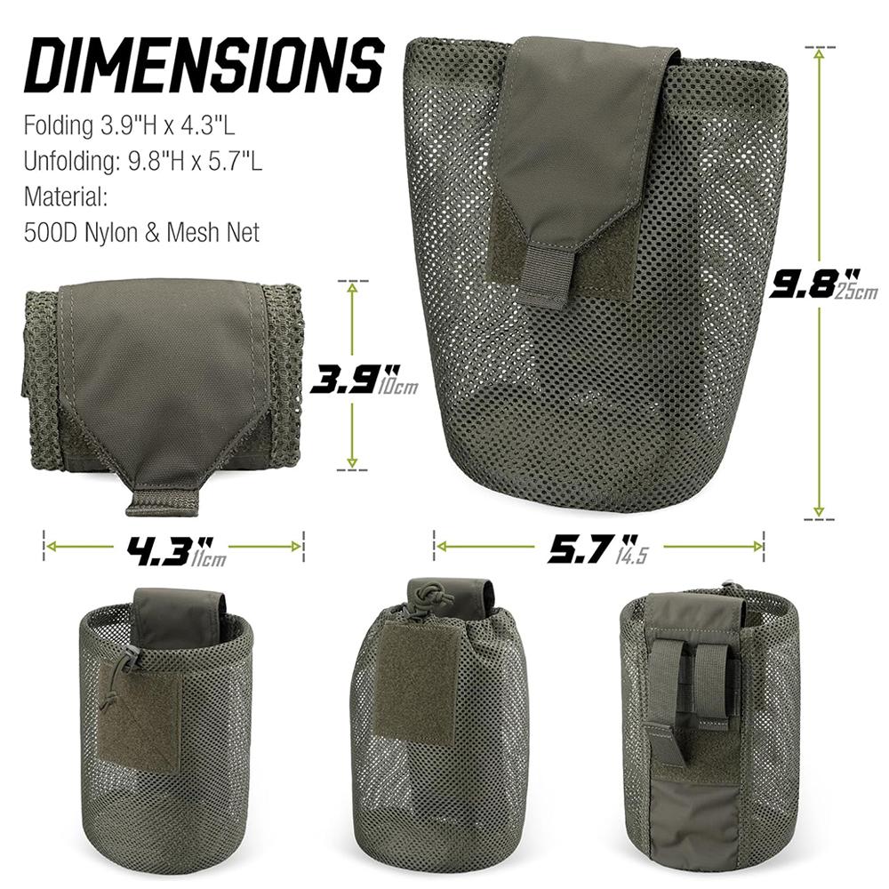Тактический карман Molle Dump Pouch Outdoor Roll-Up Drawstring Magazine Utility Folding Belt Bag Mesh Folding Sport Hunting EDC Pocket