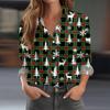 Women's Shirt Blouse Christmas Print Button Long Sleeve Casual Basic Shirt Collar Regular Top