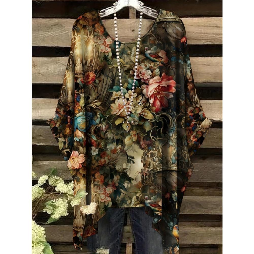 Женская летняя футболка в богемном стиле с цветочным принтом, винтажная, светло-фиолетовая, с графикой в стиле Y2k, с круглым вырезом, одежда, элегантная женская футболка с коротким рукавом