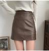 Юбка трапециевидной формы из искусственной кожи для женщин, осень-зима, винтажные однотонные шорты, мини-юбка, модная женская одежда в корейском стиле Y2k