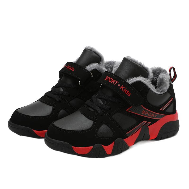 2025 Popular Winter Velvet Classmates Boys Sports Shoes Big Cotton Warm Velcro Middle School Children Primary School Running Shoes