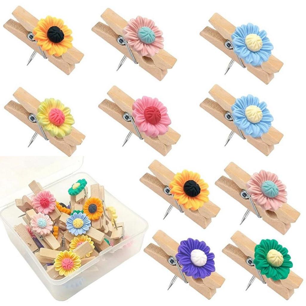Pack Of 10 Multicolor Flower Push Pins Decorative Thumb Tacks For Bulletin Boards Photo Displays Craft Projects