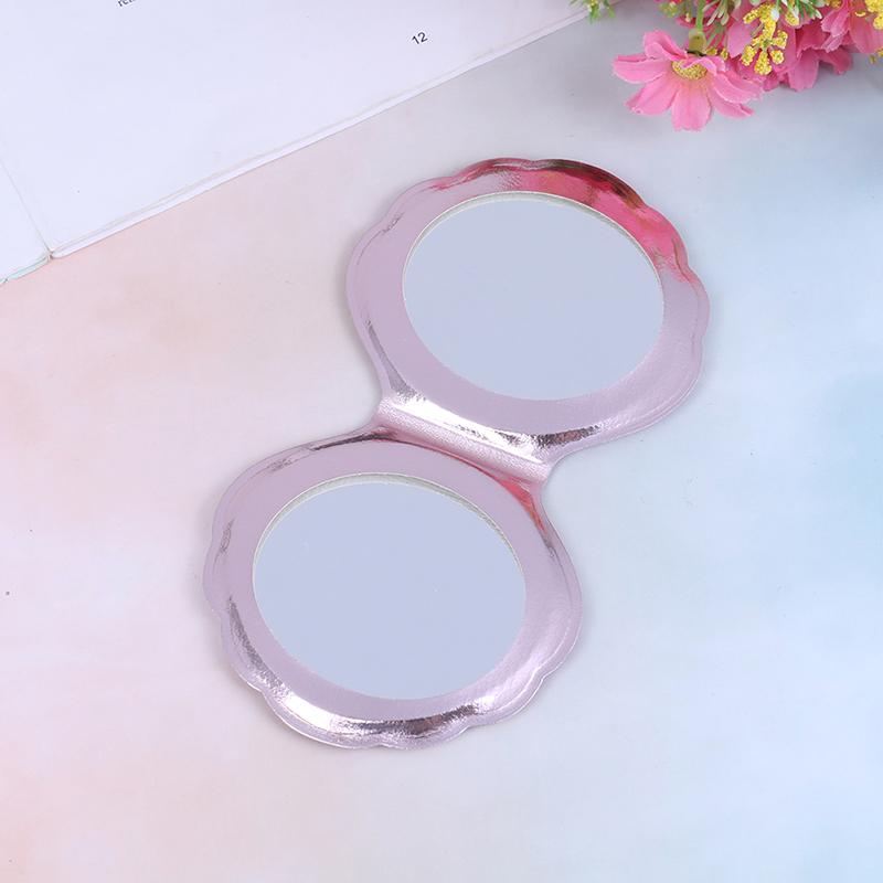 Sea Shell Shape Compact Cosmetic Mirror Pu Leather Double Sided Makeup Magnifier