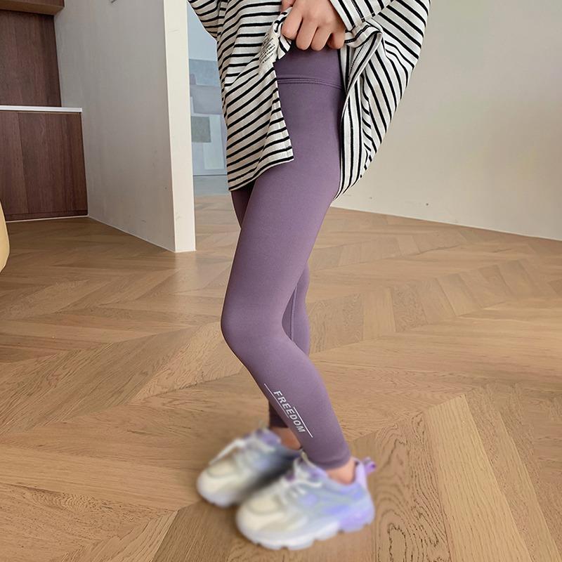 Girls Yoga Pants Letter Print Reflective Design Casual Comfy Pants Gym Leggings