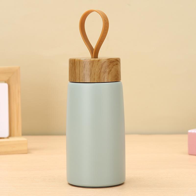 Новая термокружка из нержавеющей стали с крышкой с рисунком под дерево, портативная компактная мини-кружка с креативной ручкой, кофейная кружка