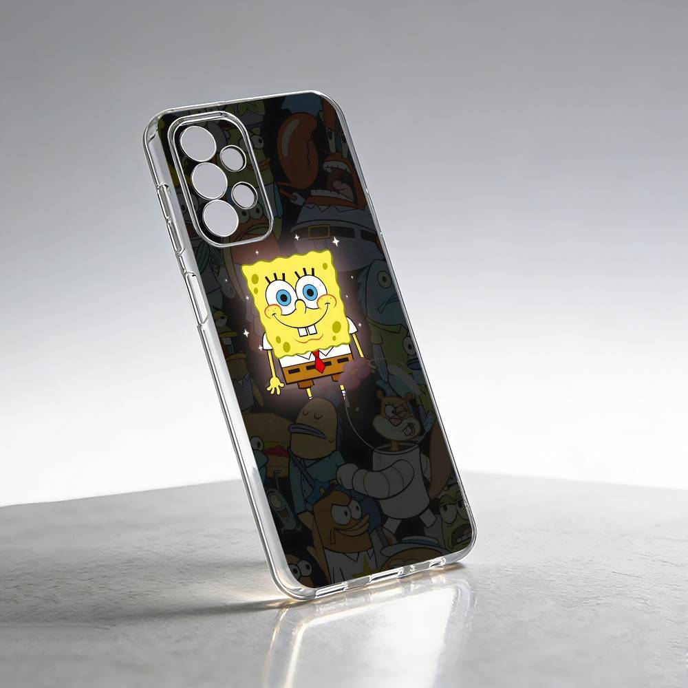 Cartoon classic S-spongebobs Phone Case Transparent Silicone Soft For Samsung S25,S24,S21,S22,S23,S30,Ultra,S20,Plus,Fe