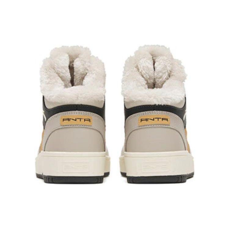 Anta Теплые износостойкие высокие скейт-кеды с флисовой подкладкой для мужчин, серые и белые 912248913-3