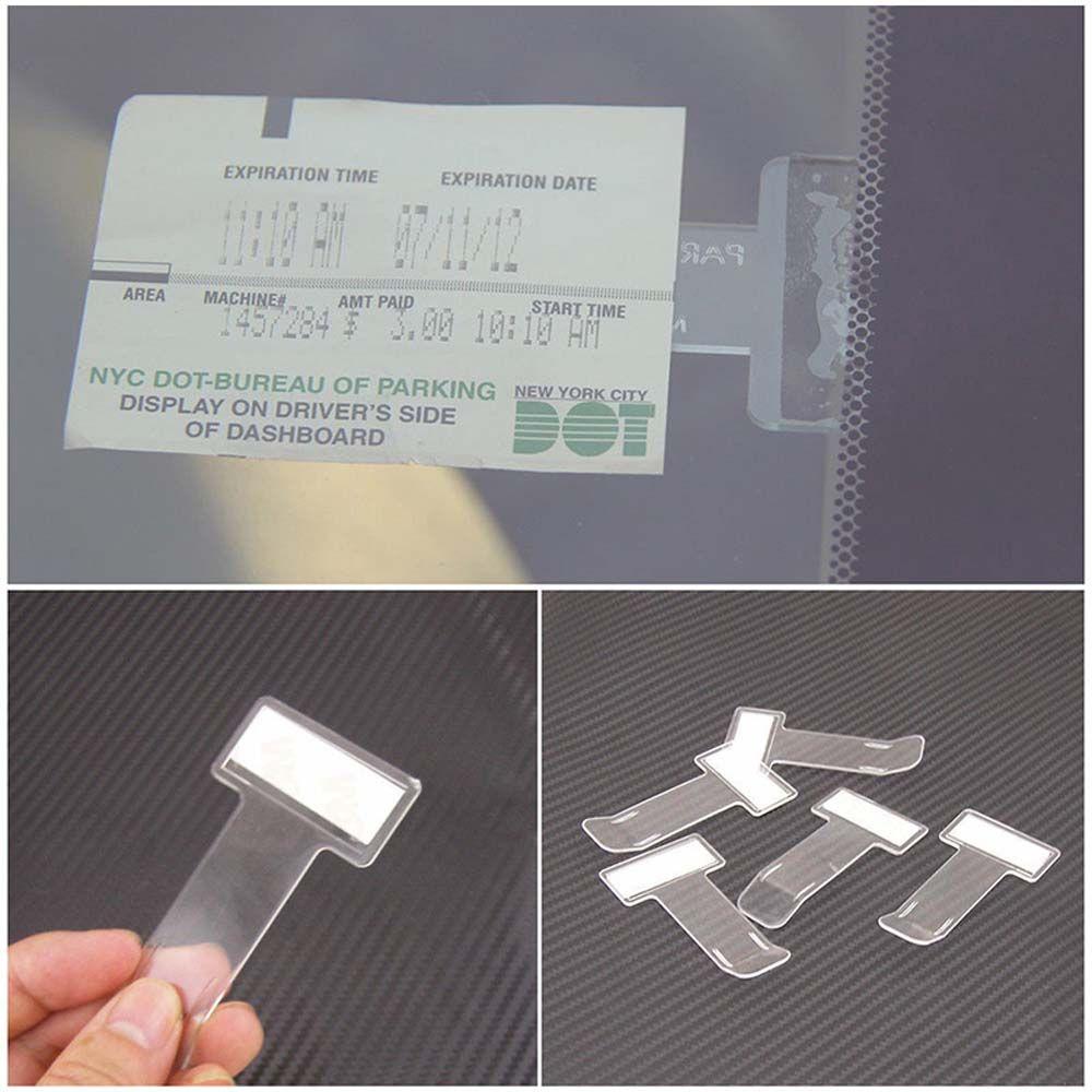 Clips T shape Transparent Card Clips Invoice Tickets Holder Permit Clip Parking Ticket Holder