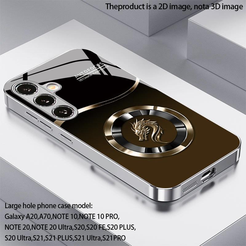 Чехол для телефона Samsung S26 S25 S24 S23 S22 S21 S20 A56 A36 A16 с 2D-рисунком Дракона, гальваническое стекло, защитная крышка