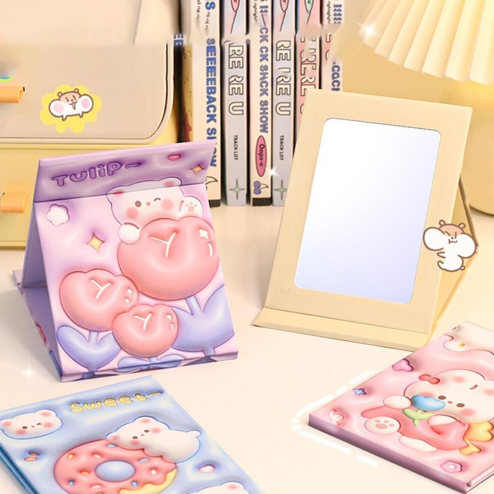 Double Sided Vanity Mirror Cartoon Cute Makeup Mirror Fashion Portable Mirror  Desktop Decoration