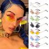 Fashion Rimless Eyewear Irregular Shades Diamond Sun Glasses Bling Dragonfly Wing Sunglasses