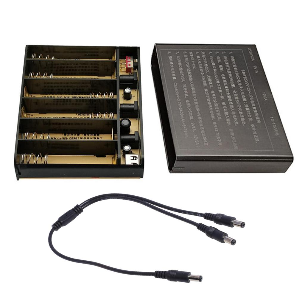 USB 5 В 9 В 12 В выход 18650 аккумулятор UPS Power Banks Box с кабелем 5,5x2,1 мм «папа-папа» для маршрутизатора, телефона, светодиодной камеры видеонаблюдения