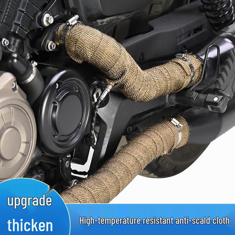 Теплоизоляционная лента для выхлопной трубы мотоцикла - Огнеупорная, Защищающая от ожогов, Высокотемпературная хлопчатобумажная ткань