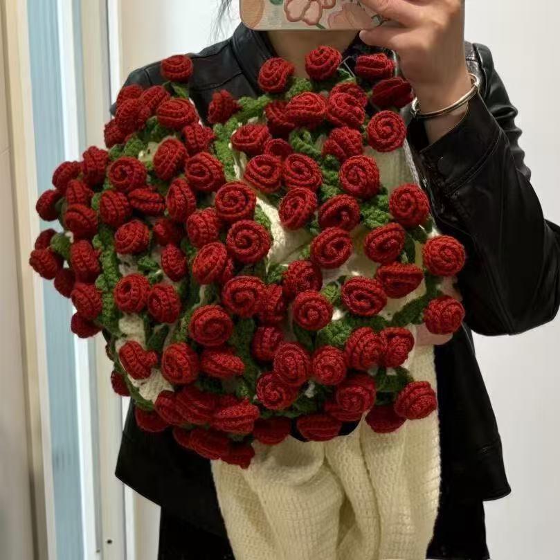 Плед-букет роз ручной работы из молочного хлопка – Идеальный подарок на помолвку, свадьбу, День святого Валентина и Циси.