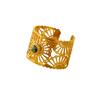 GEMCHIC Women's Openwork Natural Stone Cuff Ring 18K Gold Plated Stainless Steel Fashion Jewelry