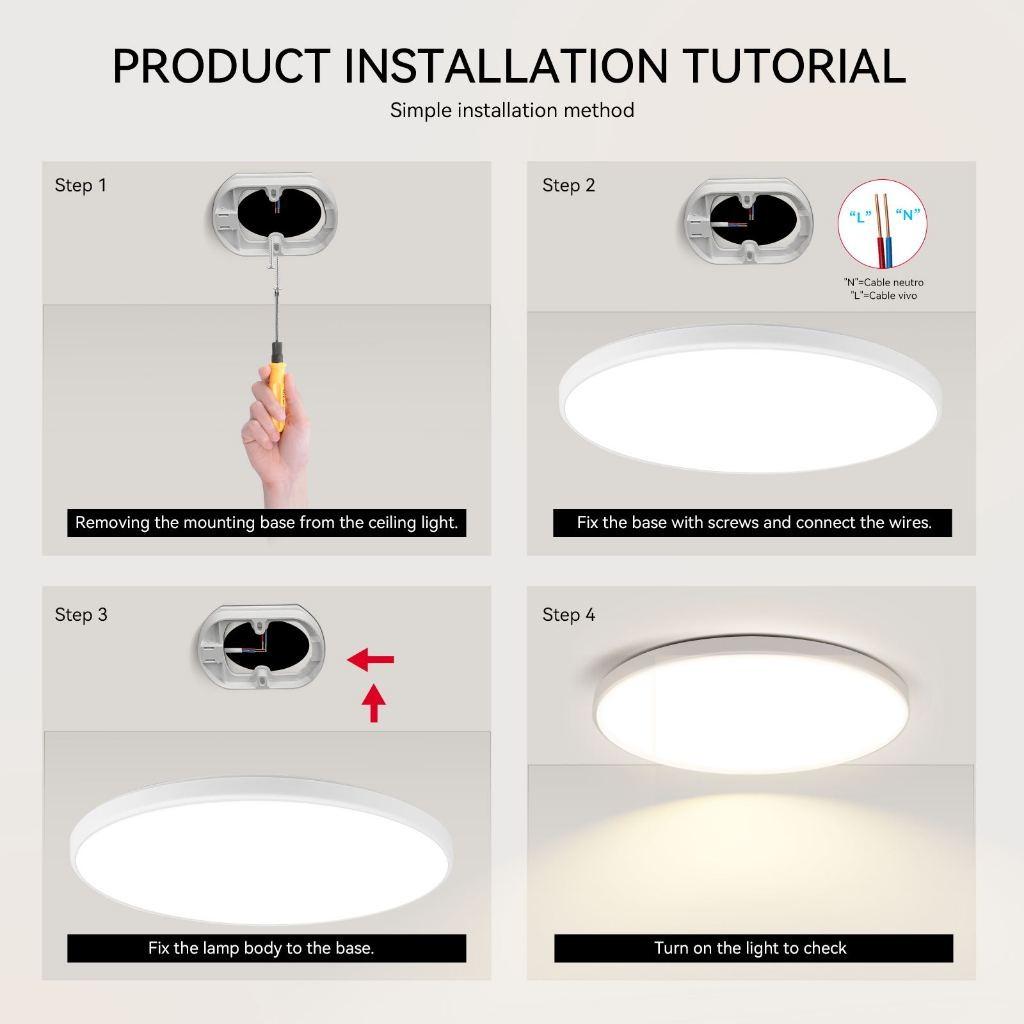 30 Вт 40 Вт 50 Вт Гостиная Кухня Спальня Современные Трехцветные Лампы Диммируемый Потолочный Светильник Пульт Дистанционного Управления Светодиодная Потолочная Лампа