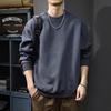 Осенний американский однотонный мужской свитер с круглым вырезом, утолщенный топ, осенне-зимний свободный пуловер, повседневная куртка