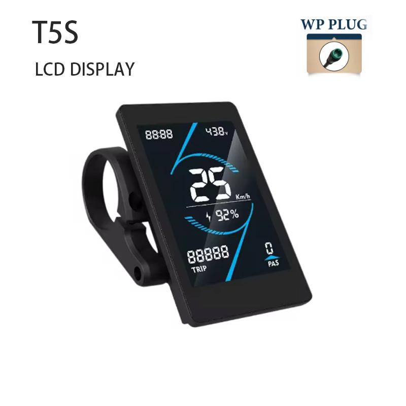 T5S ЖК-дисплей Комплект для электрического велосипеда 24В-72В Интеллектуальный цифровой цветной дисплей Водонепроницаемый разъем SM для электровелосипедов