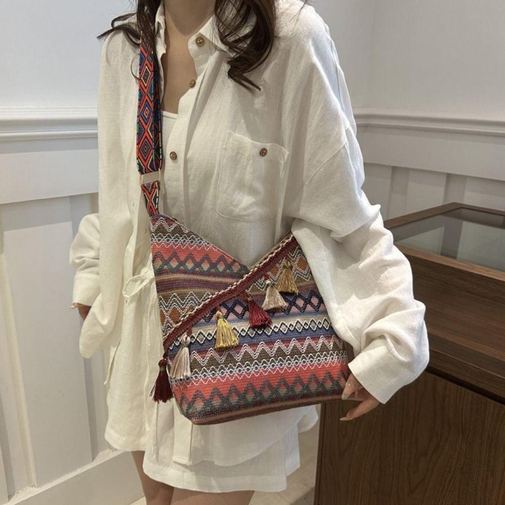 Кисточка Этнический Стиль Сумки через плечо Большая Вместимость Бахрома Сумка на плечо Богемная Сумка-тоут Путешествия