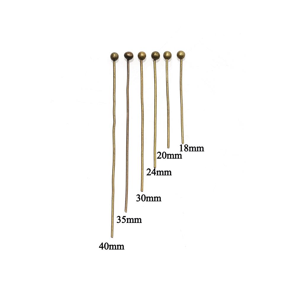 200pcs/lot 18 20 24 30 35 40 mm Gold Silver Metal Ball Head Pins for DIY Jewelry Making Head pins Findings Supplies Wholesale