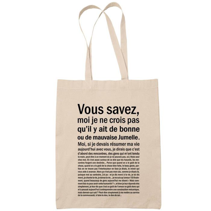 Tote bag - PLANETEE - Jumelle Situation Femme Beige - Coton - Imprimé en France - Beige