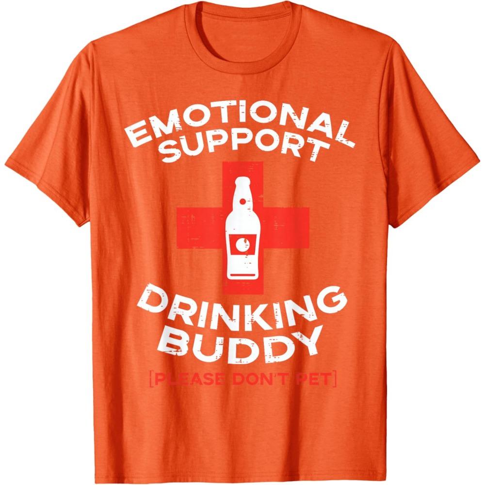 Emotional Support Drinking Buddy Beer Graphic T-Shirt Funny Gift Casual Cotton Tee