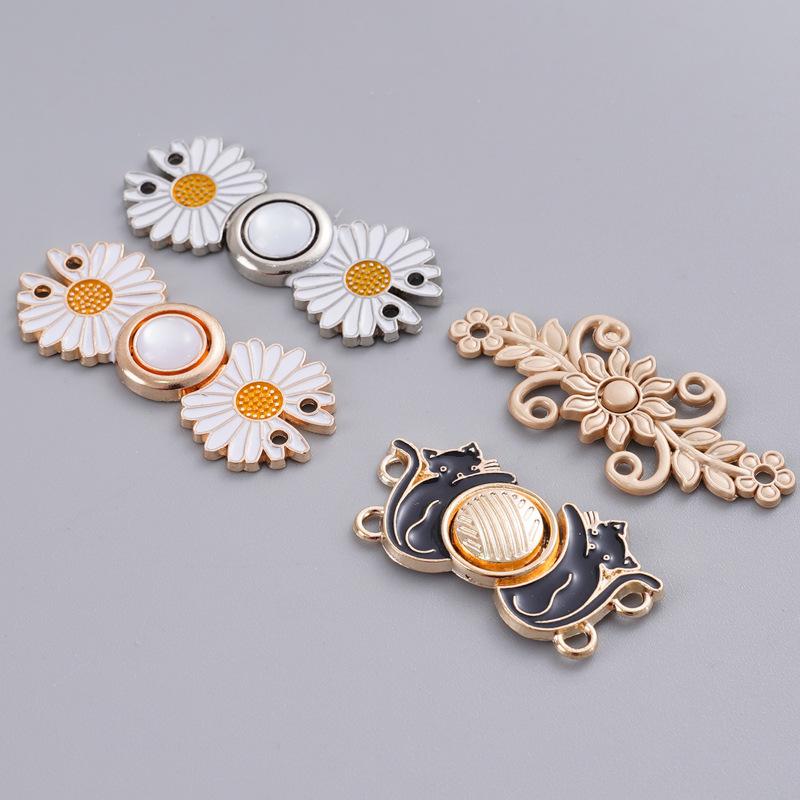 Removable, no-sew, no-nail waist button for jeans. Daisy waist button for slimming jeans.