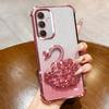 KEYSION Противоударный чехол из ТПУ с гальваническим покрытием для Samsung A55 5G A35 A25 A15, блестящая задняя крышка со стразами и подставкой в виде лебедя для Galaxy A05S