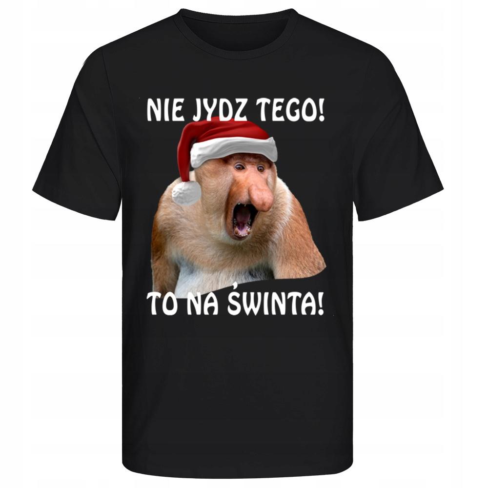 Koszulka Świąteczna z Nosaczem memy mem Śmieszna Nosacz Janusz Mikołaja XS