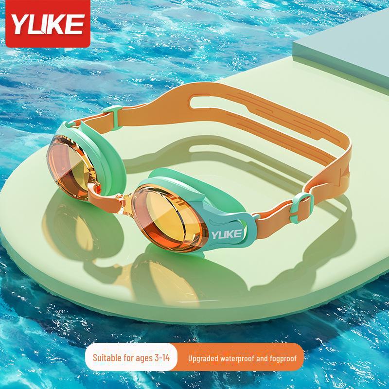 Оригинальная детская шапочка для плавания и очки Yuke Cartoon из искусственной кожи с защитой ушей