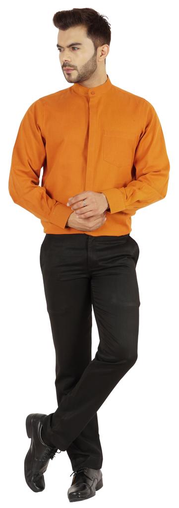 BestMan Мужская однотонная рубашка на пуговицах с китайским воротником и планкой спереди для формального случая