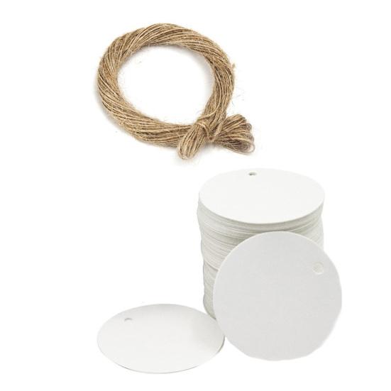 100Pcs Gift Tag with 20m Jute Twine Round/Heart/Rectangle Shaped Blank Design DIY Thick Wedding Thanksgiving Christmas Craft Tag Party Favors