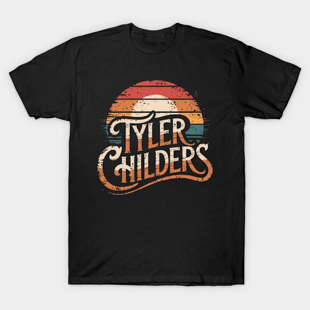 Men Black Print T-shirt Vintage Retro 90S - Tyler Childers No-Cut Heat Transfer Print Cotton Tshirt