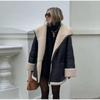 European & American Style Women's Fashion Cashmere Leather Jacket with Fur Collar