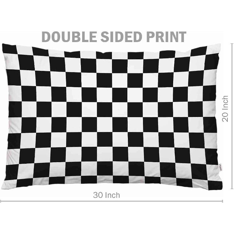 EKOBLA Throw Pillow Cover Car Racing Sports Cool Black White Formula Checkered Plaid Pattern Geometric Design Decor Lumbar Pillow Case Cushion for