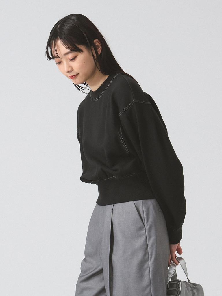 TEE Sweat Tuck Sleeve Crew Neck BLACK ONE SIZE [Raybeams] L/S Women's