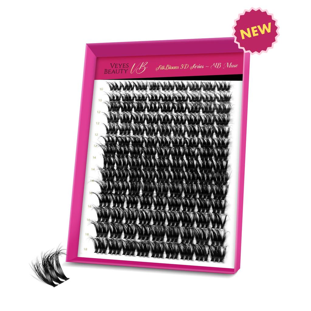 veyesbeauty Muse Cluster Lashes Пушистые индивидуальные ресницы для наращивания, объем 3D, 126 пучков, 10-18 мм