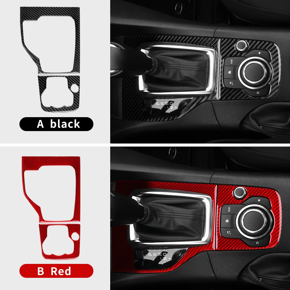 For Mazda 3 Axela 2014 2015 2016 Automatic Gear Shift Panel Real Soft Carbon Fiber Sticker Car Interior Trim Upgrade Auto Parts