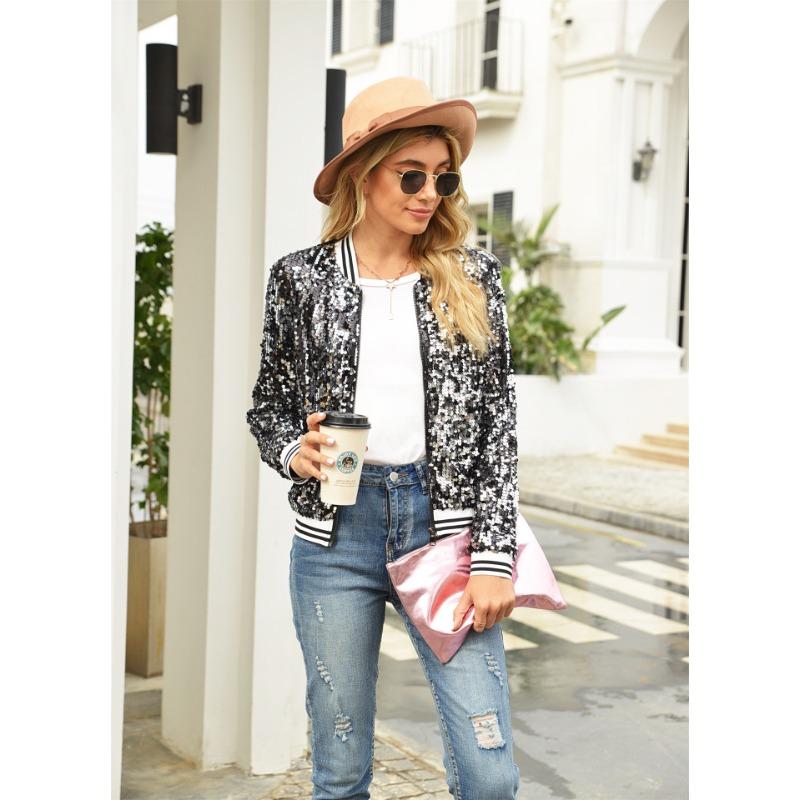 Autumn and Winter Sequins Long Sleeve Women's Jacket