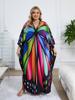 2024 Vintage Butterfly Printed Summer Beachwear Plus Size Women's Kaftan Beach Bikini Cover-ups Hand-knit V Neck Moo Moo Dress Q1588